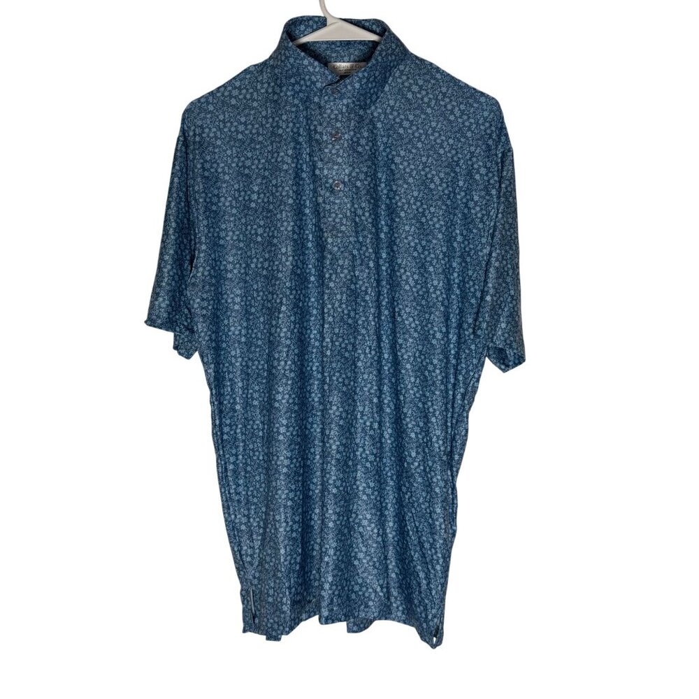Collars & Co Featherweight Flex Polo Botanic Haze Blue Floral Size M NWOT